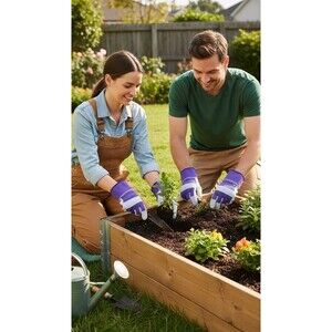 Gardening Work Gloves, Heavy Duty Garden Thron Proof Gloves for Men&Women Sz 8/M